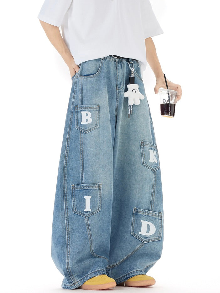 アルファベット キーホルダー付き バルーンデニム