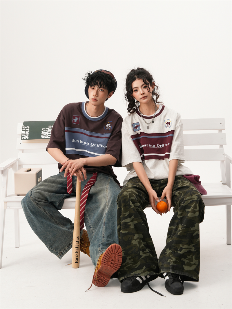 レトロ ラガーパッチ リンガーTシャツ