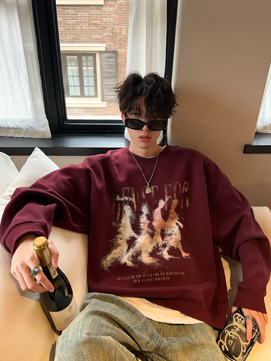 バーガンディ ファントムシャドウプリント トレーナー