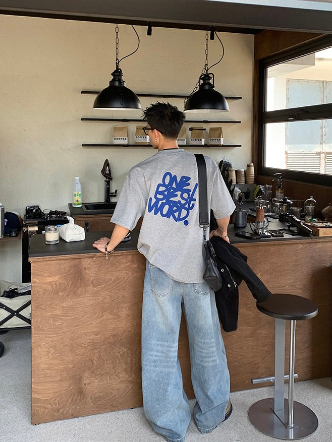 バックプリント 立体オフセットペイントTシャツ