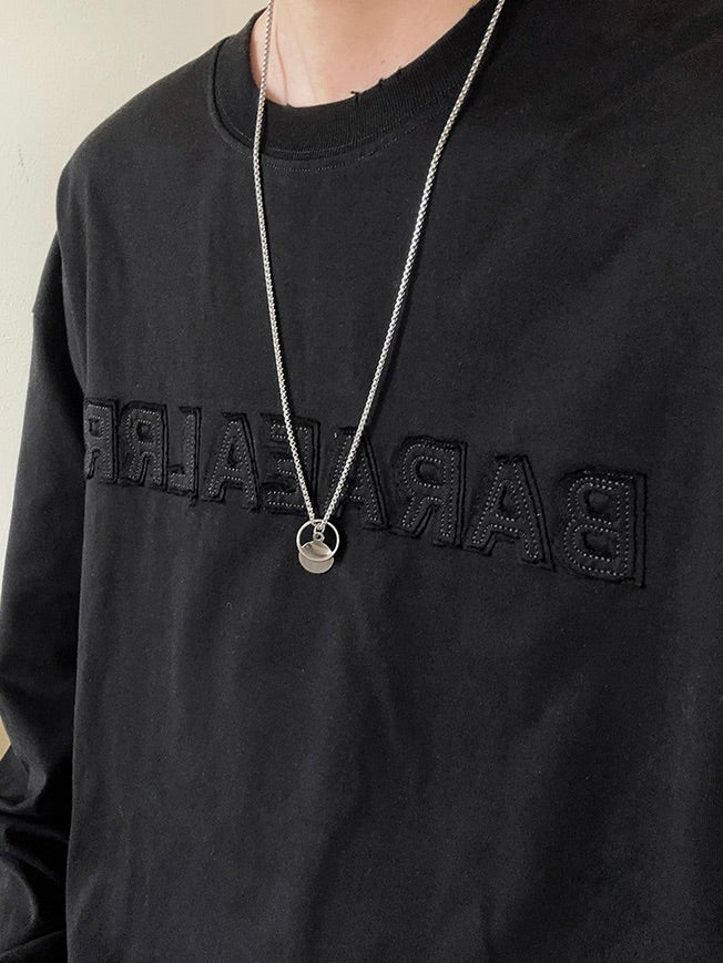 凸型ロゴ ダメージ ロングTシャツ
