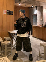 グラフィティプリント メッシュ ロングスリーブ ゲームTシャツ