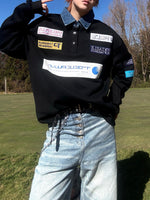 レーシングパッチ刺繍 ポロスウェット