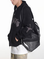 ダメージパッチ刺繍 短丈ダブルジップパーカー