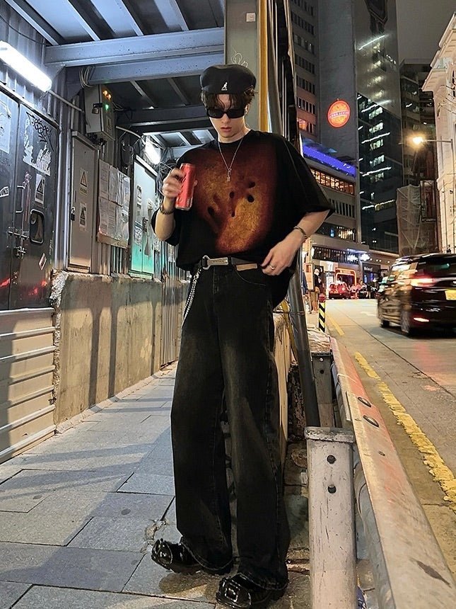 スリムフィット ブラック ウォッシュジーンズ
