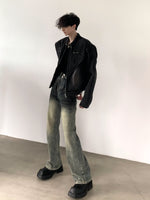 ショルダーパッド ウォッシュ ショート デニムジャケット