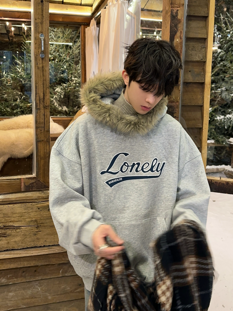 レトロ刺繍 ネックファーパーカー