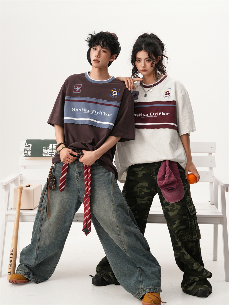 レトロ ラガーパッチ リンガーTシャツ