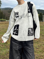 レトロ ダーティーパッチ刺繍セーター