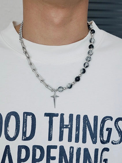 ハーフビーズ チェーン ネックレス