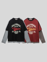 アメリカンレトロプリント レイヤードロングTシャツ