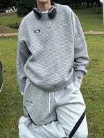 ワンポイント ヘンリーネックストライプ スウェット