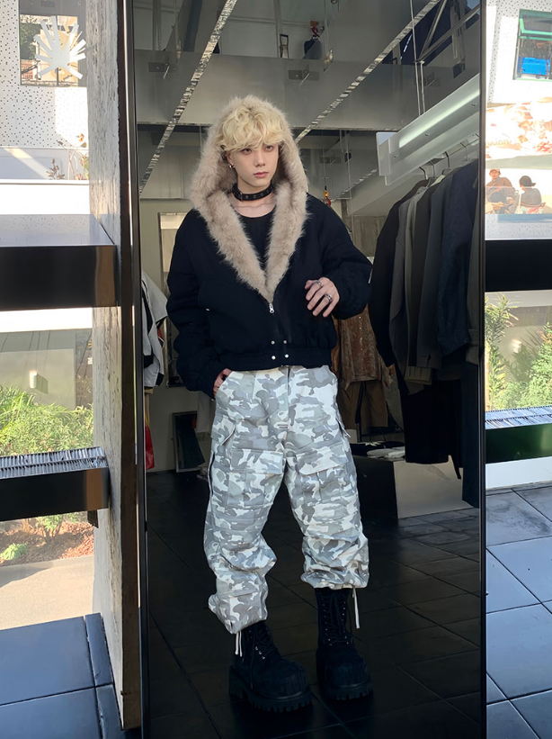 カービング ファー フードジャケット