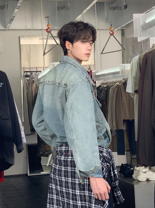 レトロ リベットデニムジャケット