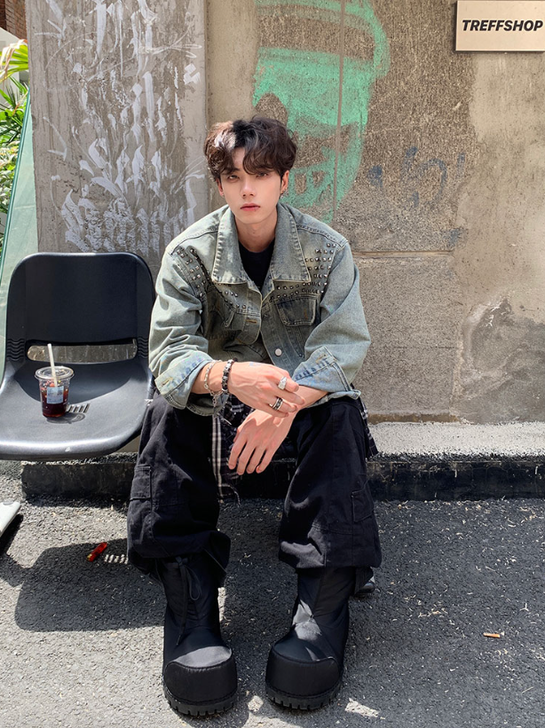 レトロ リベットデニムジャケット