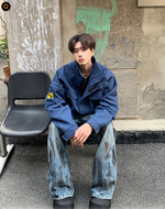 ワンポイントエンブレム スタンドカラージャケット