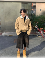 フェイクレイヤード ストライプ ジップジャケット