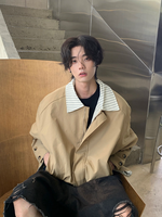 フェイクレイヤード ストライプ ジップジャケット