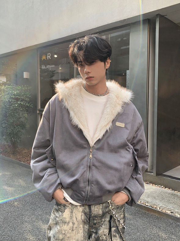 ワンポイント リバーシブル パデッドファージャケット