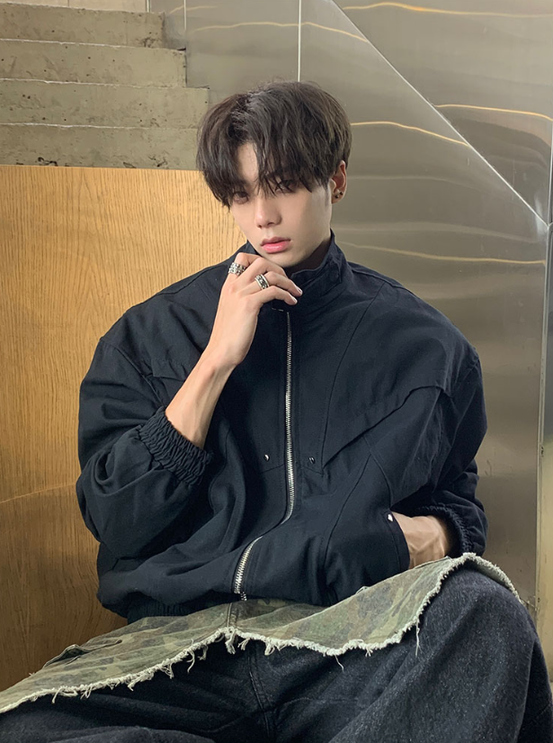 ハイネック ジッパートラックカーゴジャケット