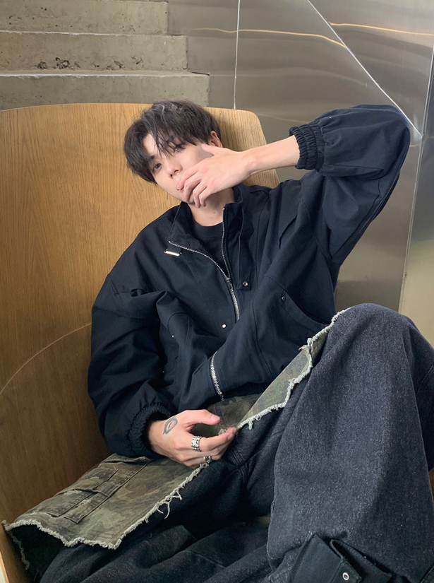 ハイネック ジッパートラックカーゴジャケット