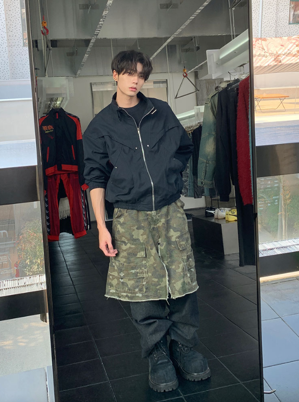 ハイネック ジッパートラックカーゴジャケット