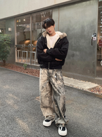 裏起毛 ステッチ ジップファージャケット