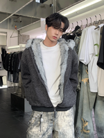 ストライプ 耳付きフード ファージャケット