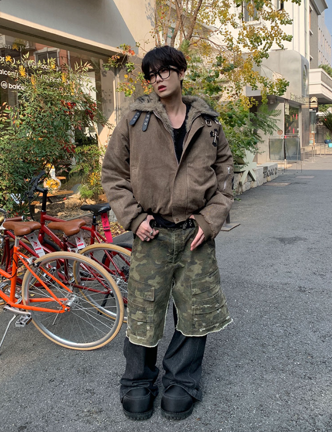 クロスバッジ ネックベルト フリースファージャケット