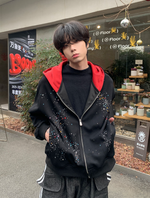 ラインストーン ブラッディジップパーカー