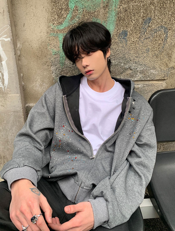 ラインストーン ブラッディジップパーカー