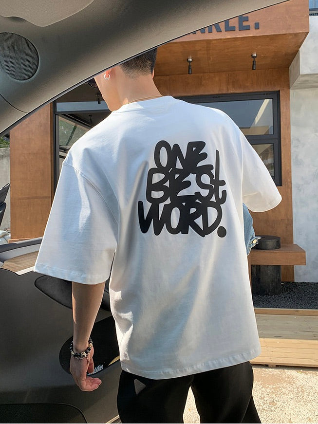 バックプリント 立体オフセットペイントTシャツ