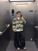 コントラストストライプ レイジーカーディガン