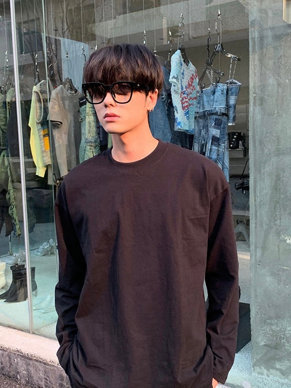 シンプル ストリート ロングTシャツ