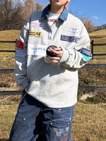 レーシングパッチ刺繍 ポロスウェット