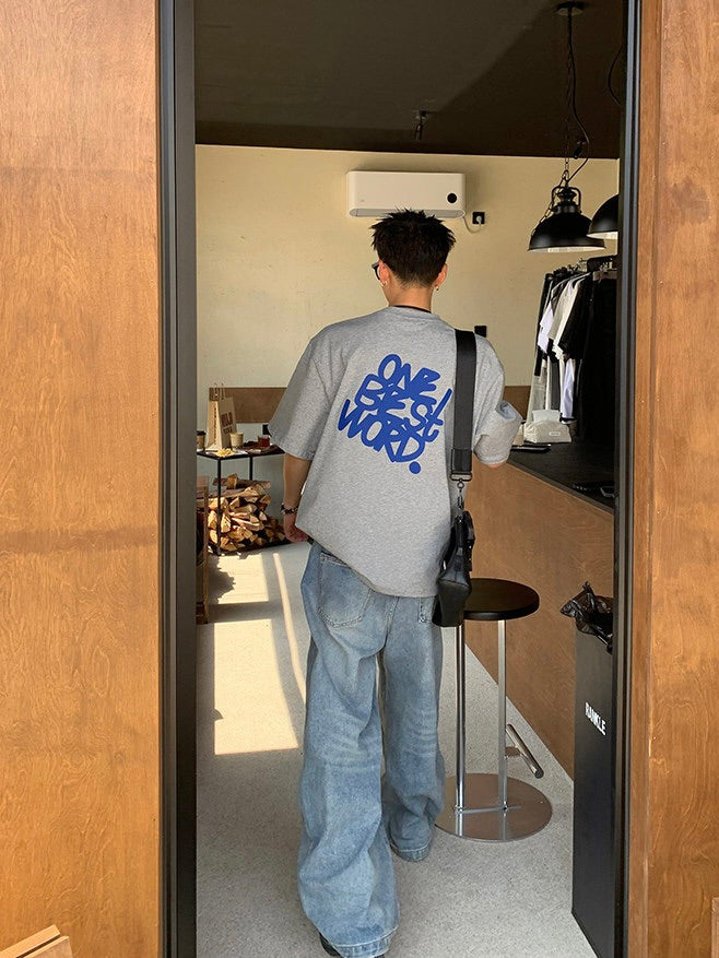 バックプリント 立体オフセットペイントTシャツ