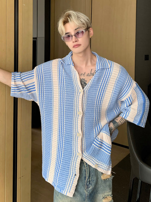 バイカラー サマーニットシャツ