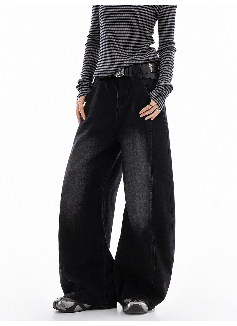 ウォッシュ レトロ バルーンデニムパンツ