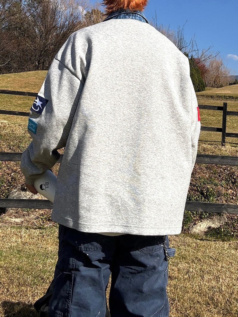 レーシングパッチ刺繍 ポロスウェット