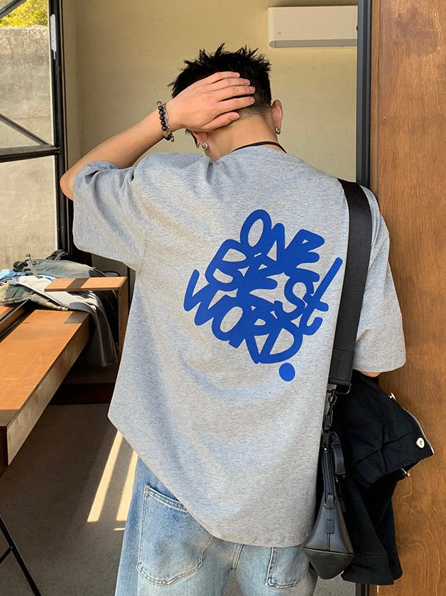 バックプリント 立体オフセットペイントTシャツ