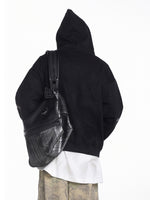 ダメージパッチ刺繍 短丈ダブルジップパーカー