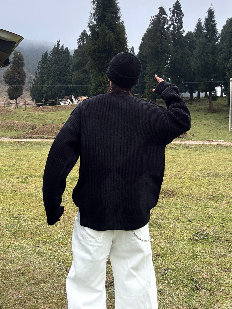 レトロ ダーティーパッチ刺繍セーター