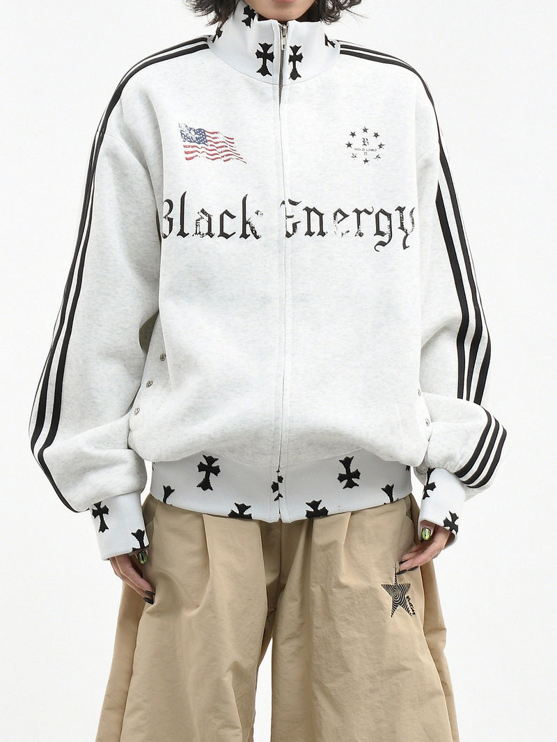 クロスパターン サイドライン スウェット トラックジャケット