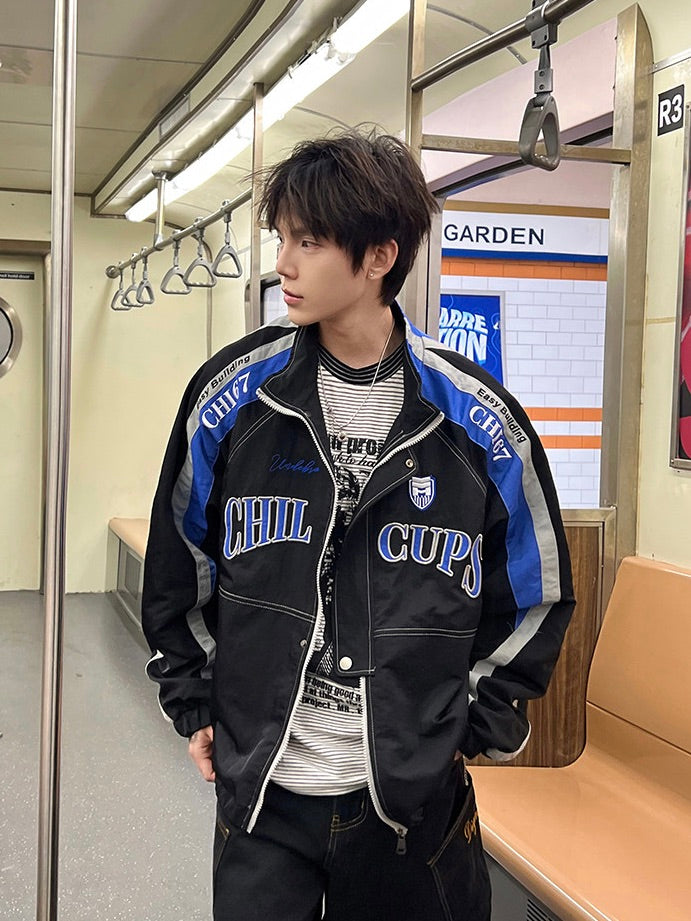 スタンドカラー レーシング トラックジャケット