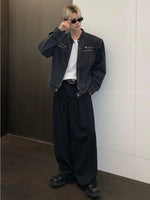 レトロウォッシュ ノーカラーデニムジャケット