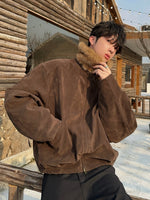 レトロ ワンポイント スエードファージャケット