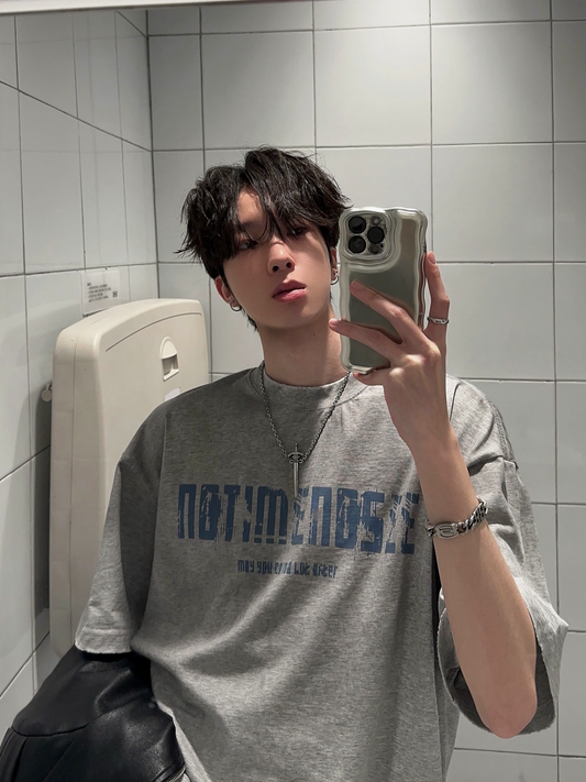 ブルークラックロゴ プリントTシャツ