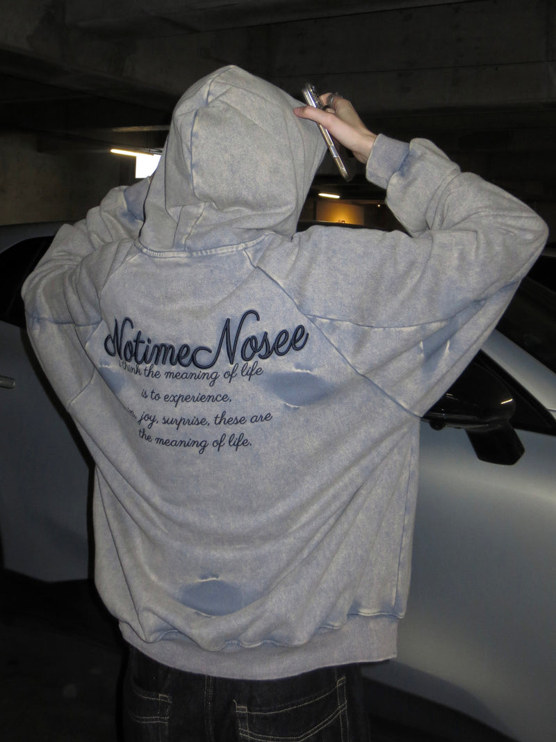 レトロ レタリングプリーツ刺繍パーカー