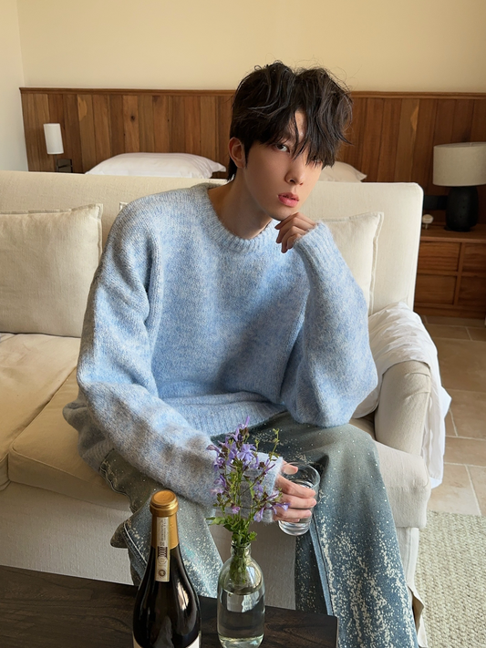 レトロ アザーブルー ソフトニットセーター