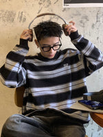 レトロストライプ ワンポイント スウェットトレーナー